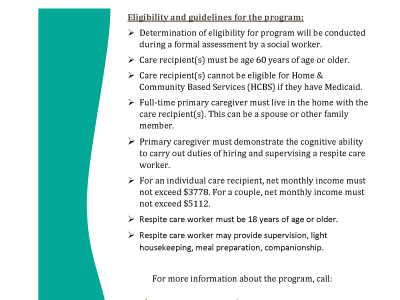 Caregiver Directed Respite Program
